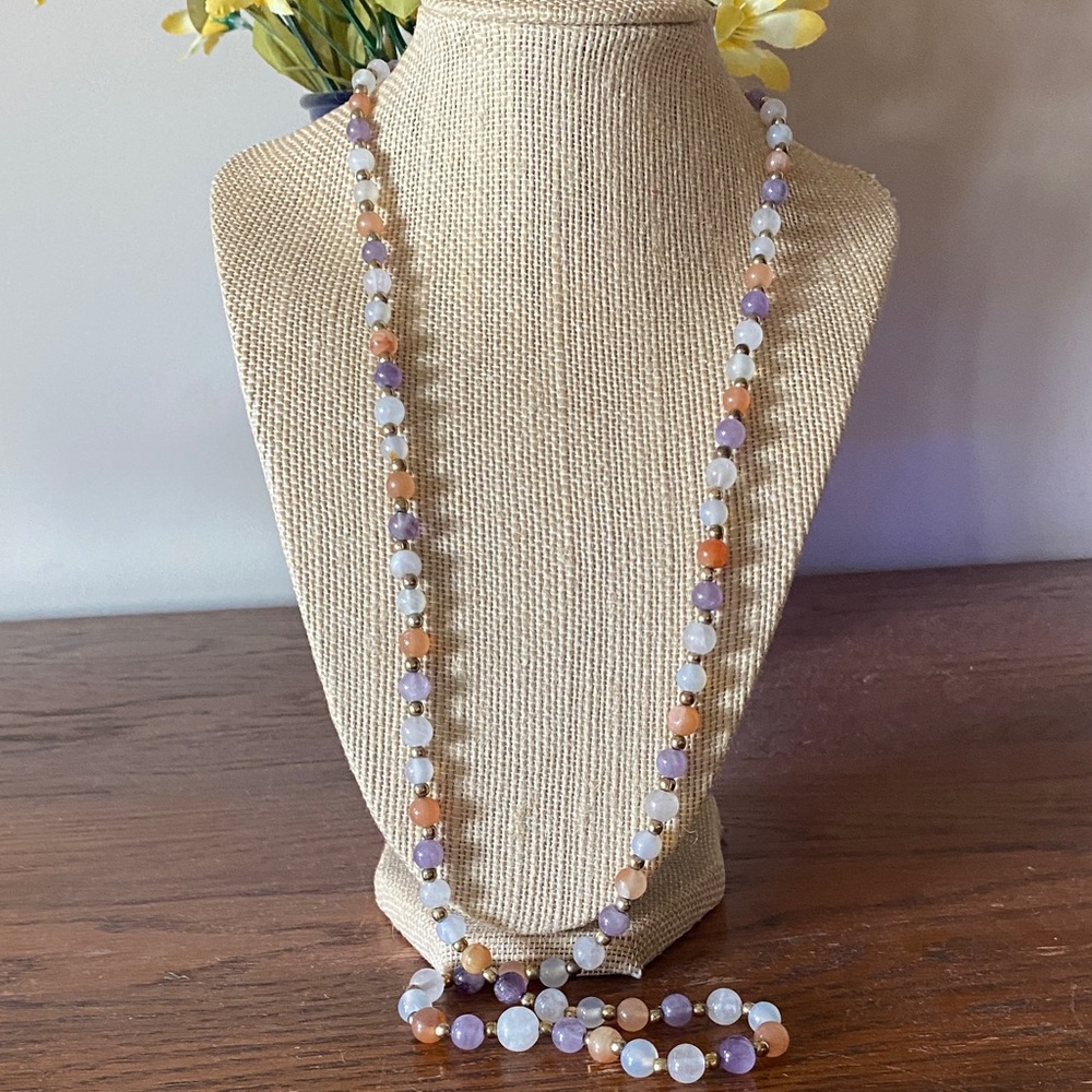 Vintage Multi Stone Bead Necklace